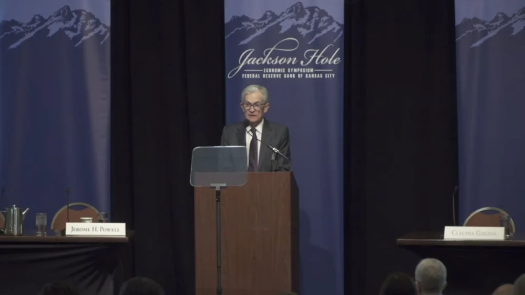 Jerome Powell speaks at the 2025 Jackson Hole Economic Symposium, hosted by the Kansas City Federal Reserve.