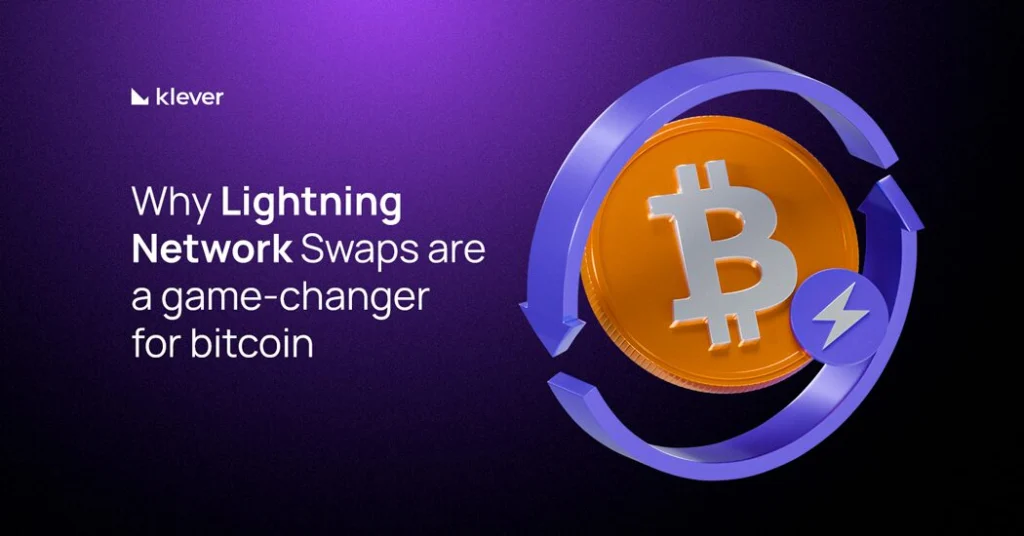 Banner featuring Bitcoin currency and Lightning icon, highlighting how Lightning Network Swaps transform BTC transactions