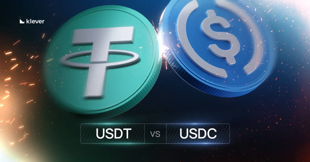 Comparative illustration of USDT vs USDC showing clashing digital currencies, highlighting the dispute between the largest stablecoins