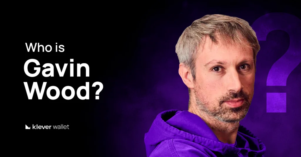 Gavin Wood is featured on a purple background, presented by Klever Wallet in educational content about his importance in the Web3 ecosystem.